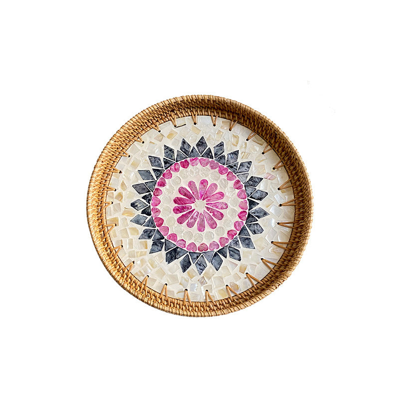 Colorful Shell Rattan Tray