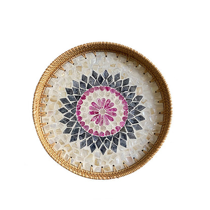 Colorful Shell Rattan Tray