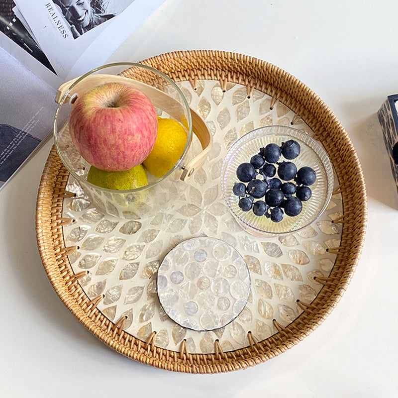 Colorful Shell Rattan Tray