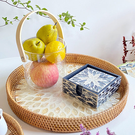 Colorful Shell Rattan Tray