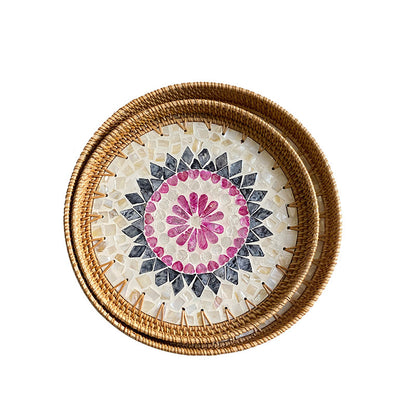 Colorful Shell Rattan Tray