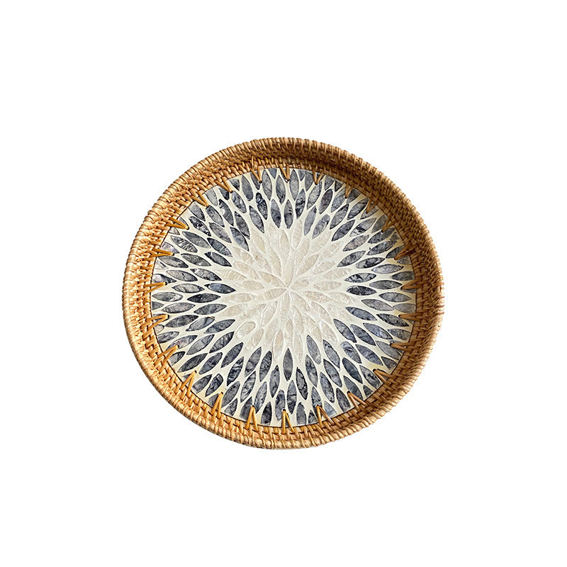 Colorful Shell Rattan Tray