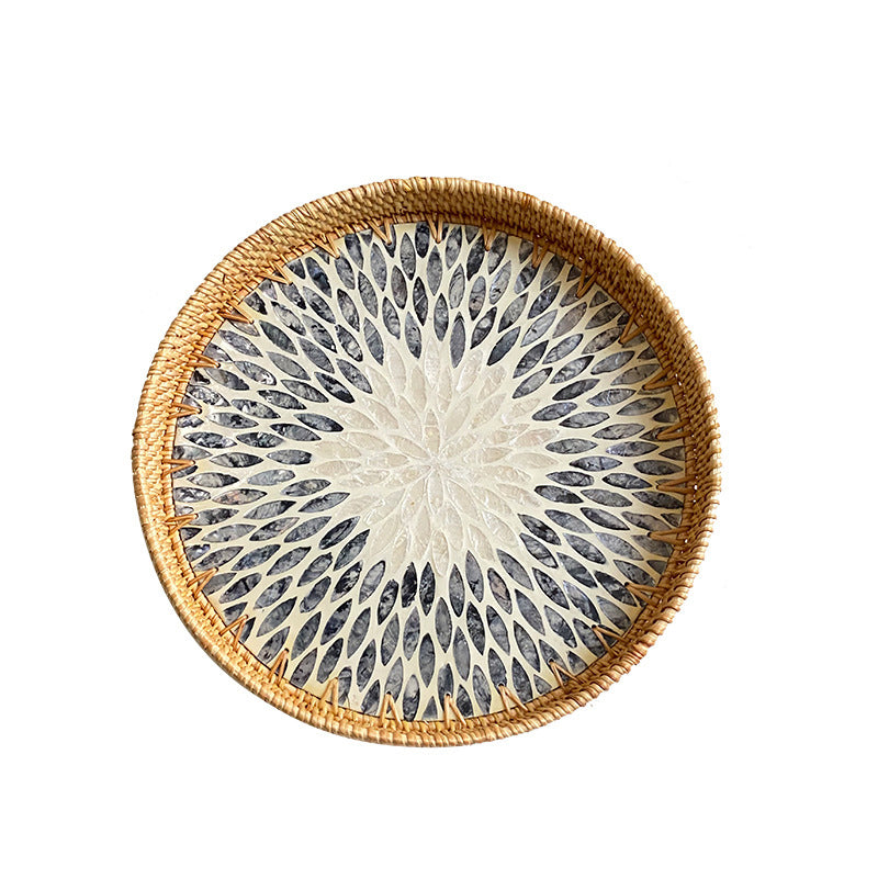 Colorful Shell Rattan Tray