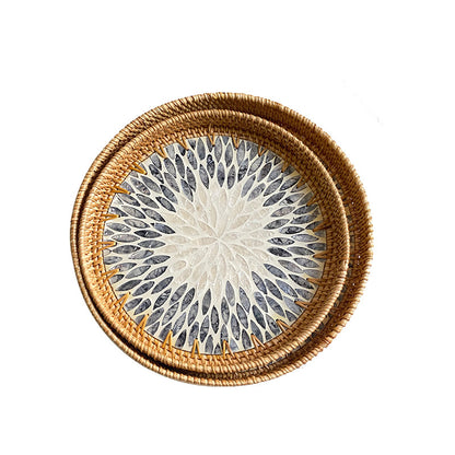 Colorful Shell Rattan Tray