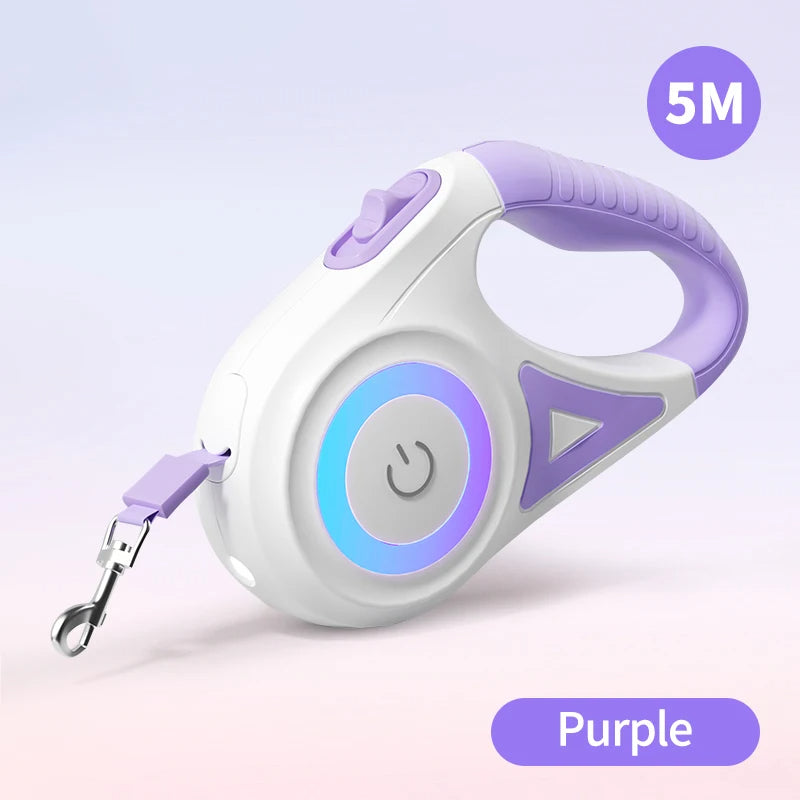 Purple Automatic Retractable Dog Leash