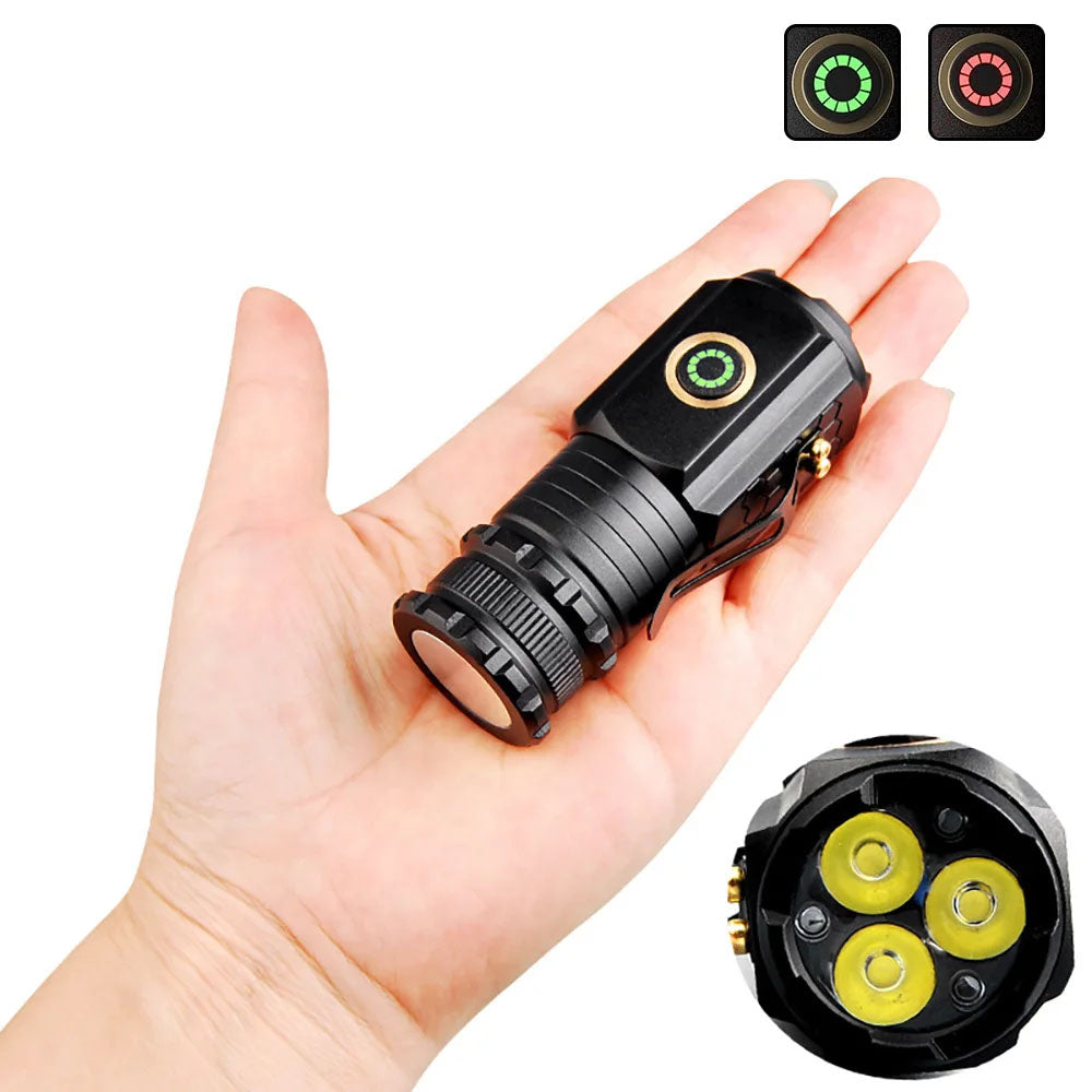 Mini flashlight in the palm of your hand