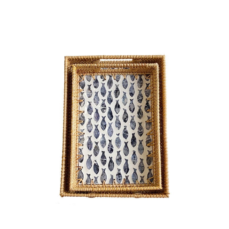 Rattan Woven Shell Tray