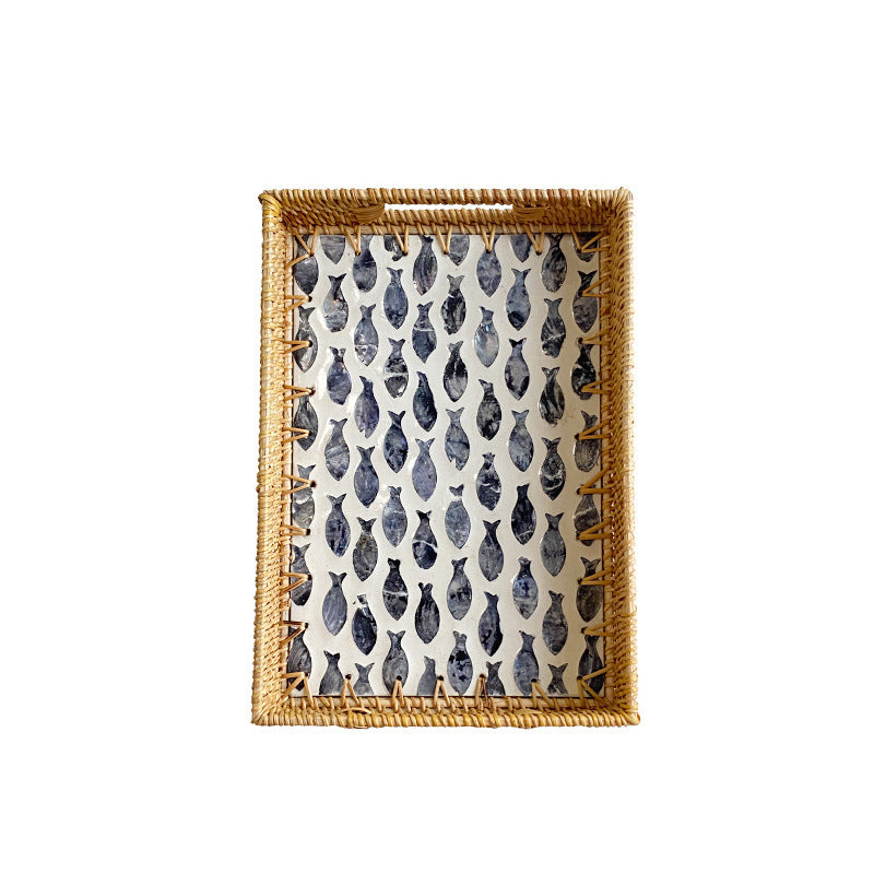 Rattan Woven Shell Tray