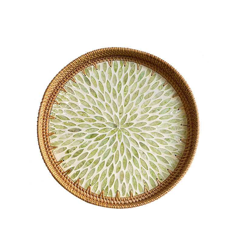 Colorful Shell Rattan Tray