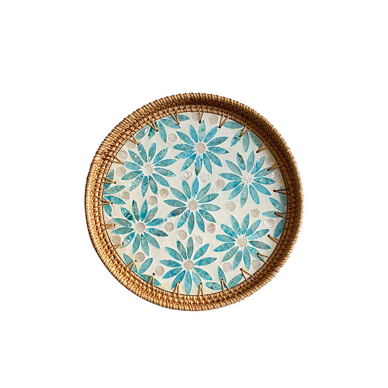 Colorful Shell Rattan Tray