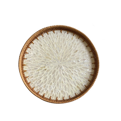 Colorful Shell Rattan Tray