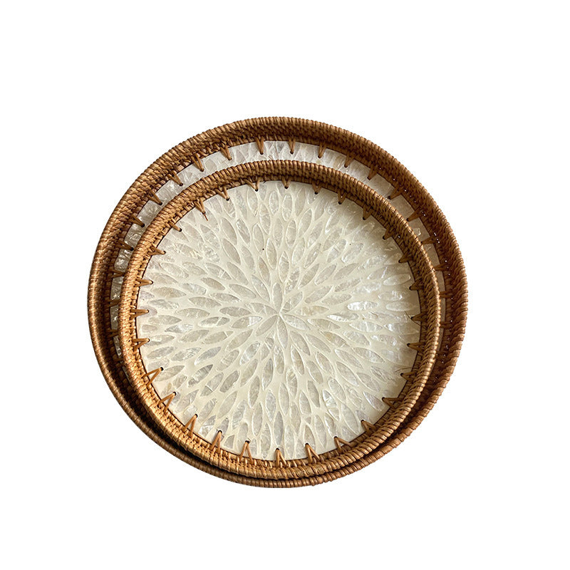 Colorful Shell Rattan Tray