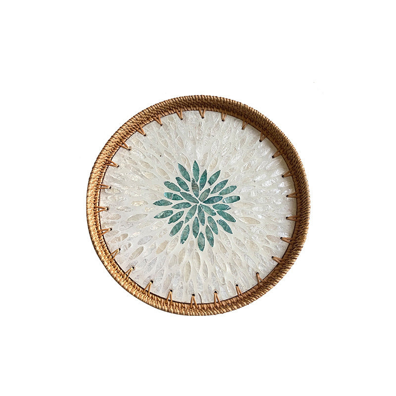 Colorful Shell Rattan Tray