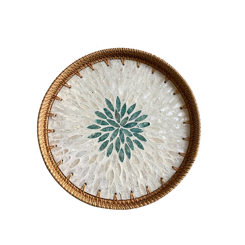 Colorful Shell Rattan Tray