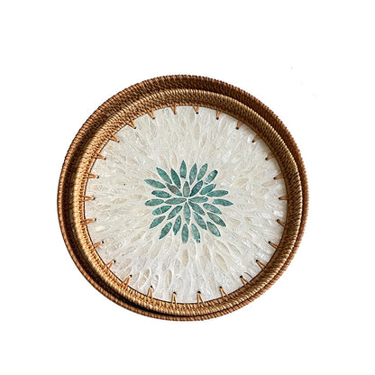 Colorful Shell Rattan Tray