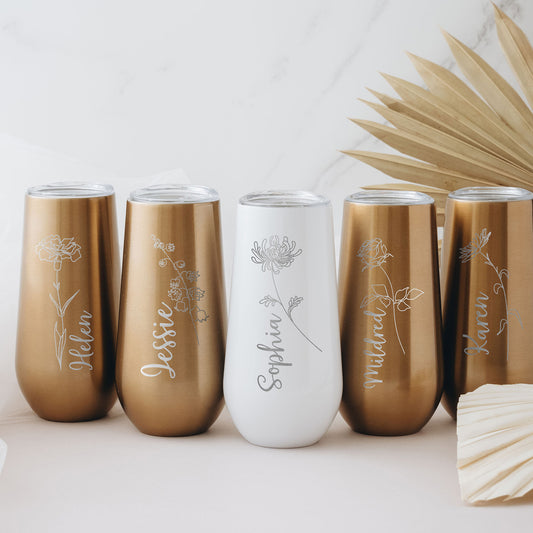 Personalized 6oz Bridesmaid Champagne Flute Tumbler