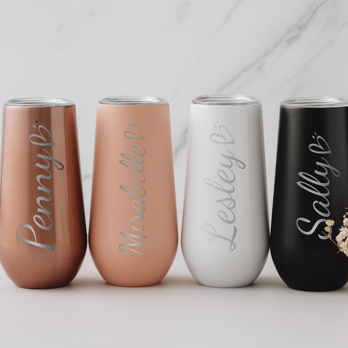 Personalized 6oz Bridesmaid Champagne Flute Tumbler