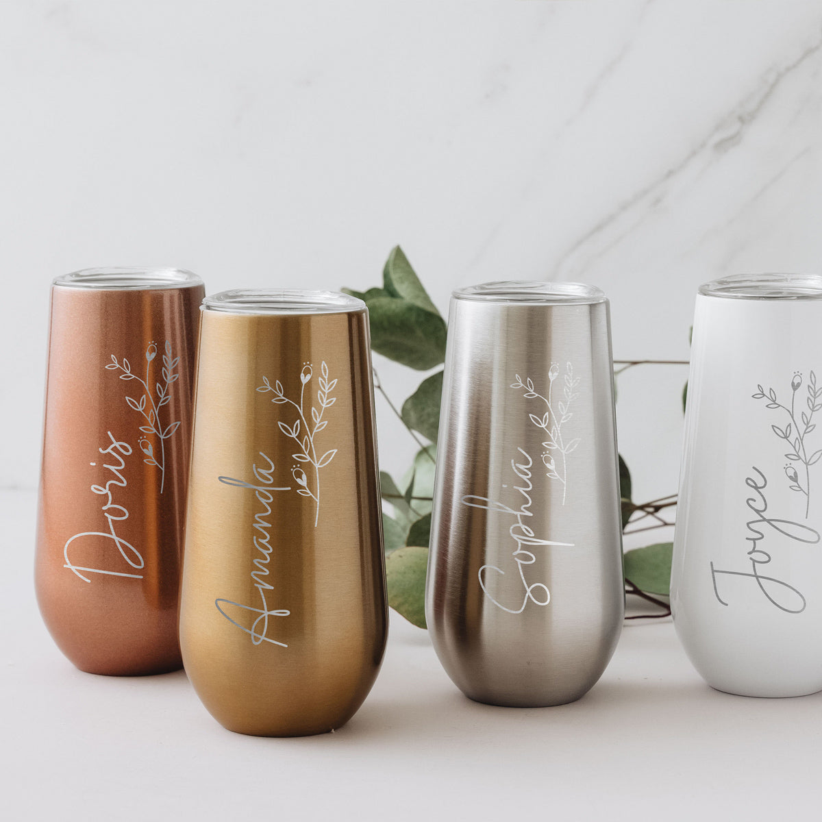 Personalized 6oz Bridesmaid Champagne Flute Tumbler