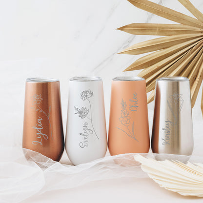 Personalized 6oz Bridesmaid Champagne Flute Tumbler