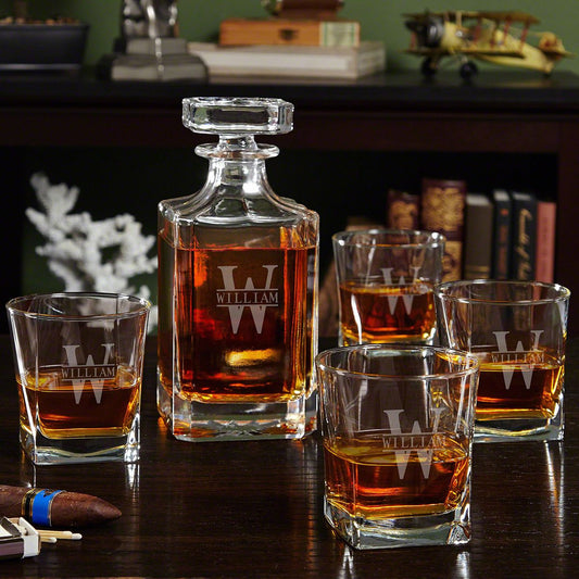 Engraved Bourbon Decanter Set｜Personalized